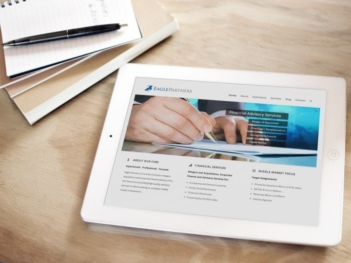 Eagle Partners website viewed on an iPad.