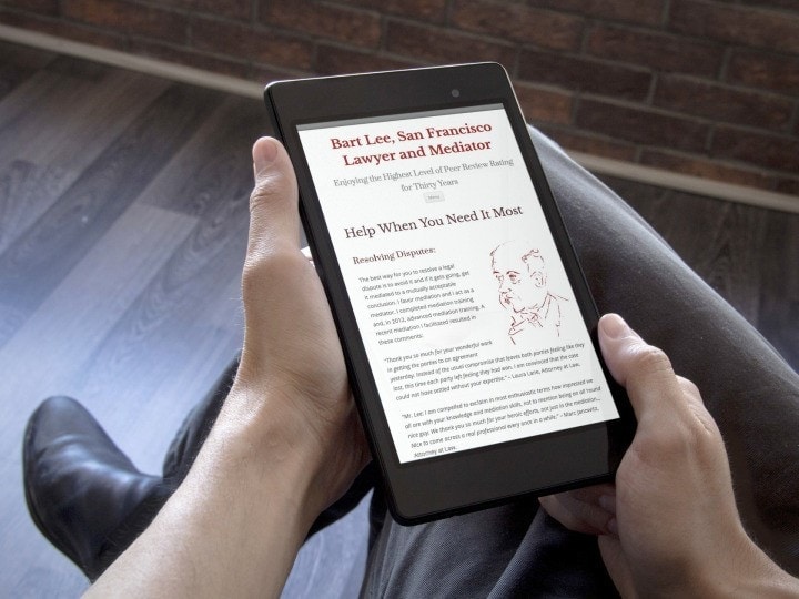 Bart Lee website viewed on a tablet.