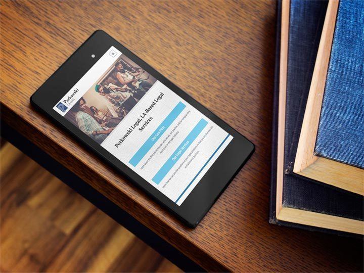 Perkowski Legal website viewed on a Nexus tablet.