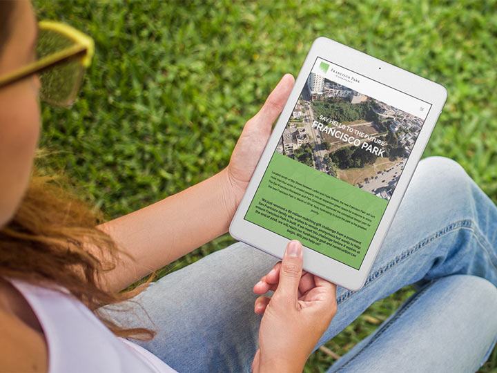 Francisco Park Conservancy website viewed on an iPad.