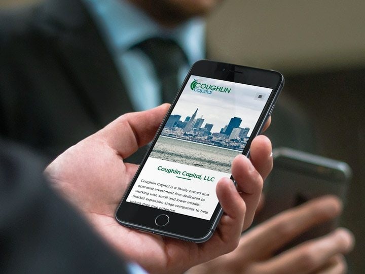 Coughlin Capital website viewed on an iPhone.