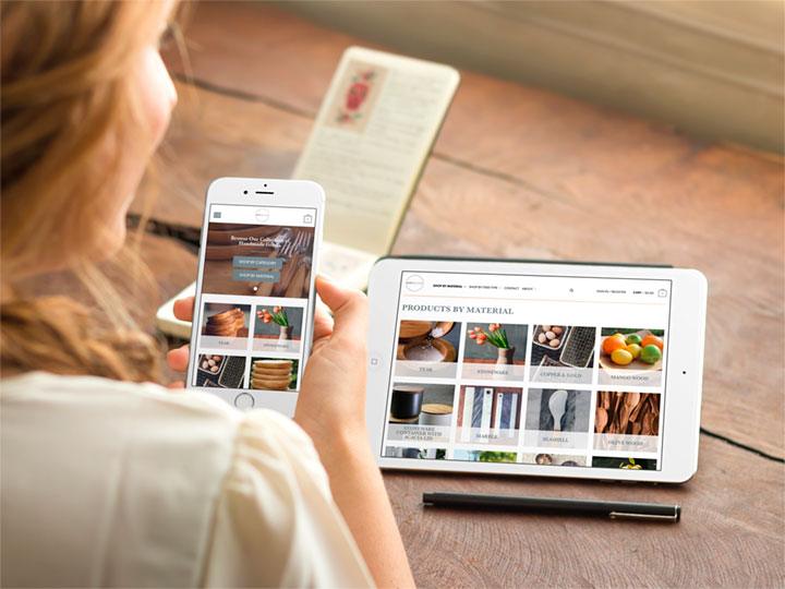 Be Home website viewed on iPhone and iPad Mini.