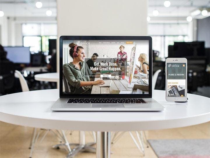 The Office website viewed on a MacBook Pro and iPhone.