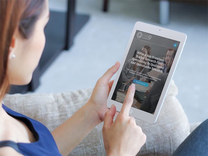 InterQ Research website viewed on an iPad.