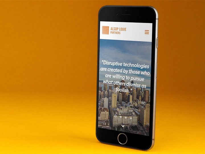 Alsop Louie Partners website viewed on an iPhone.