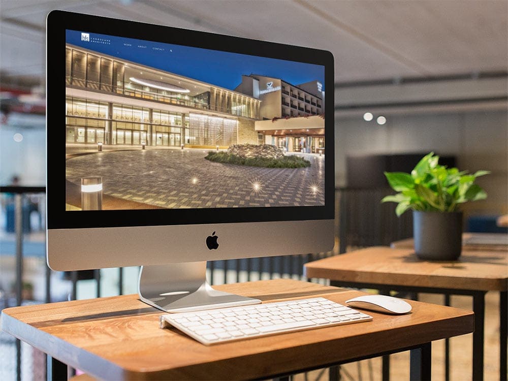 BFS Landscape Architects website viewed on an iMac.