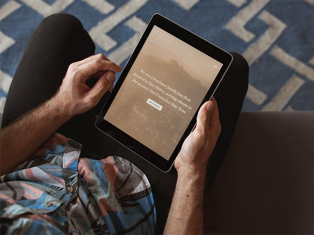 Seeley Family Law Practice website viewed on an iPad.