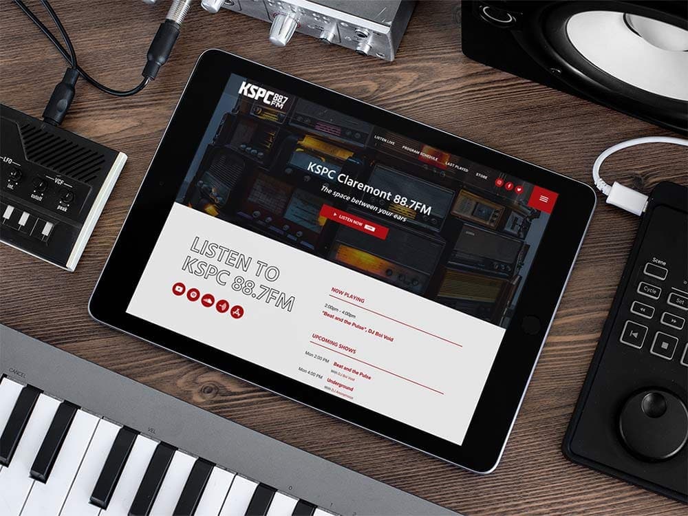 KSPC 88.7FM website viewed on an iPad.