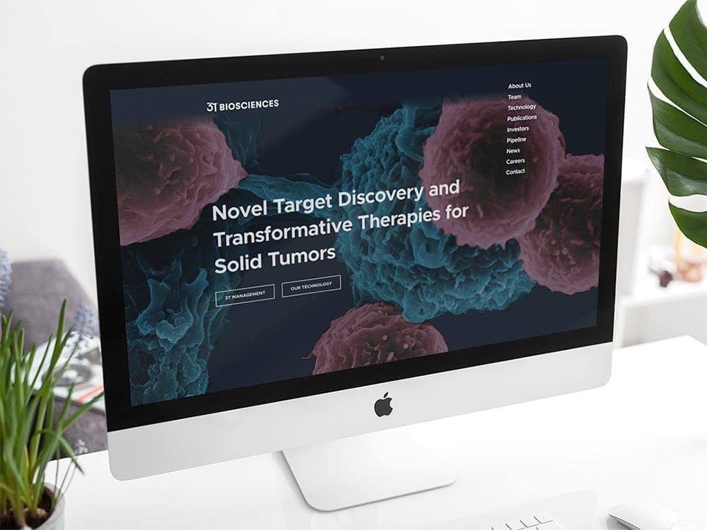 3T Biosciences website viewed on an iMac.