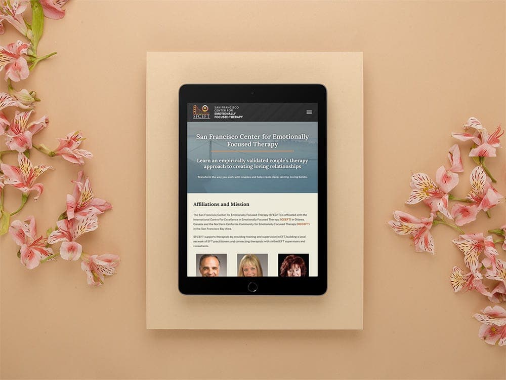 San Francisco Center for Emotionally Focused Therapy website viewed on an iPad.