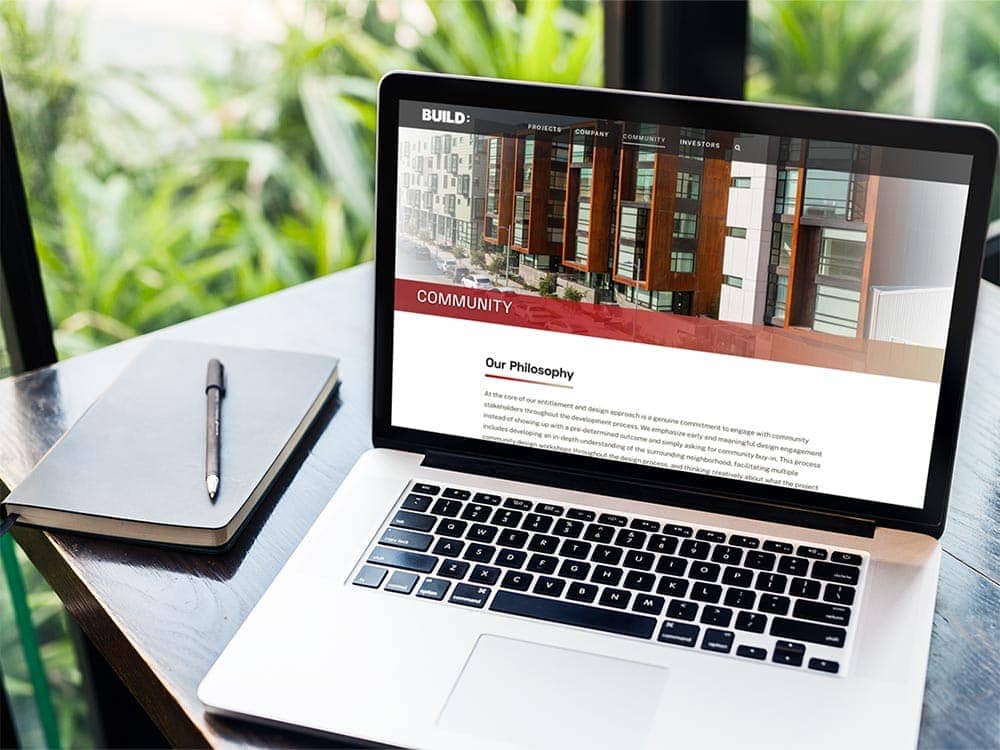 BUILD website viewed on a MacBook Pro.