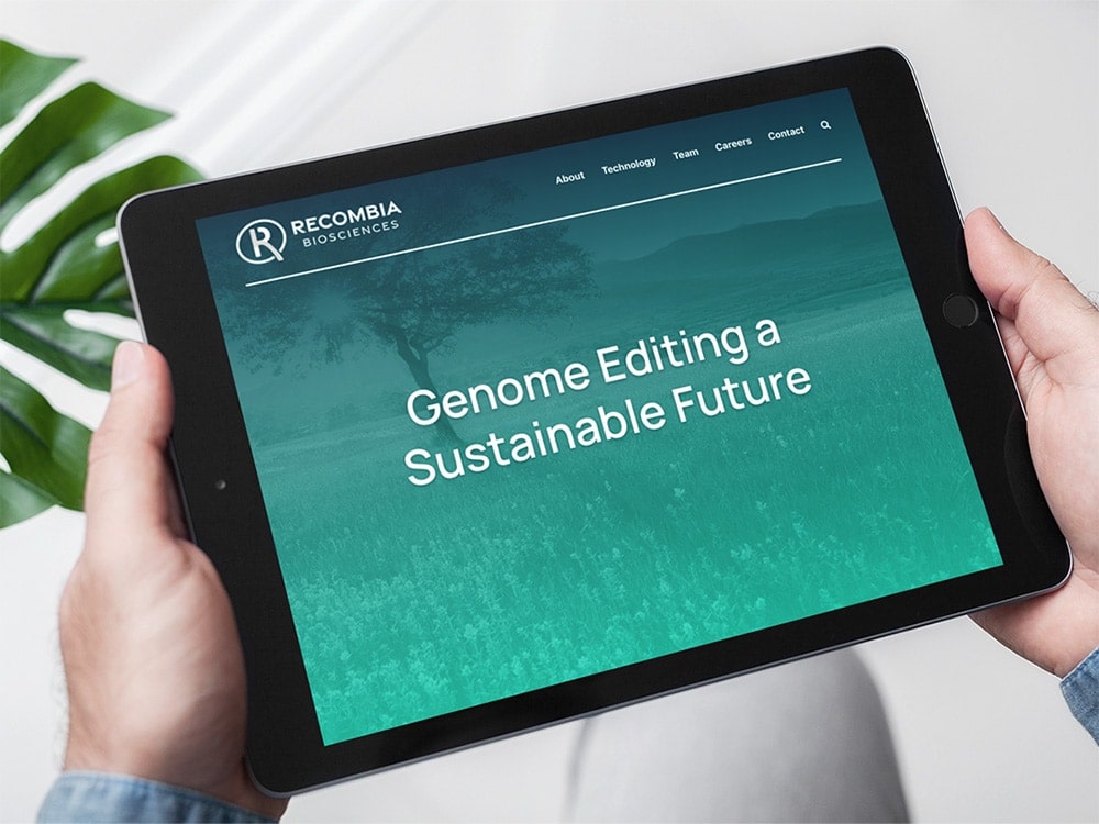 Recombia Biosciences website viewed on a iPad.