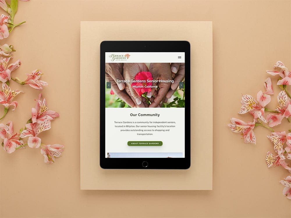JSCO Terrace Gardens website viewed on an iPad.