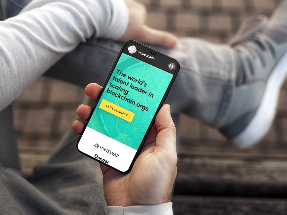 ScaleChain website viewed on an iPhone.