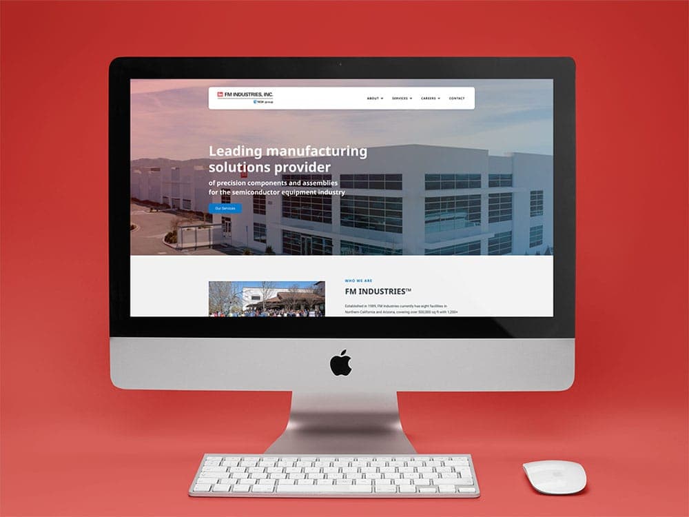 FM Industries website viewed on an iMac.