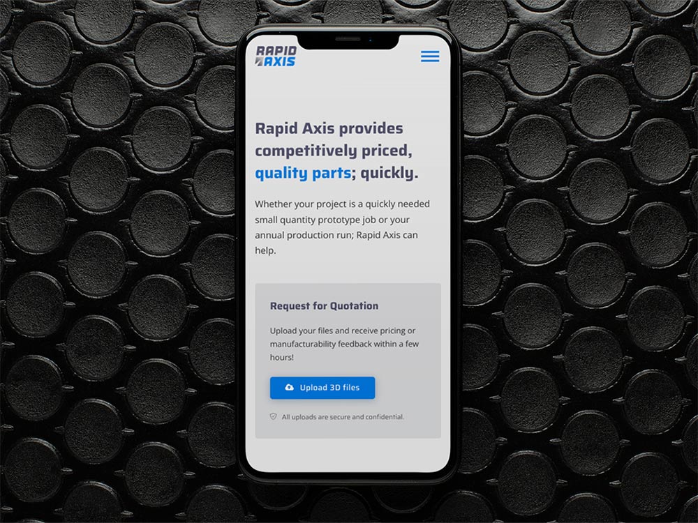 Rapid Axis website viewed on an iPhone.