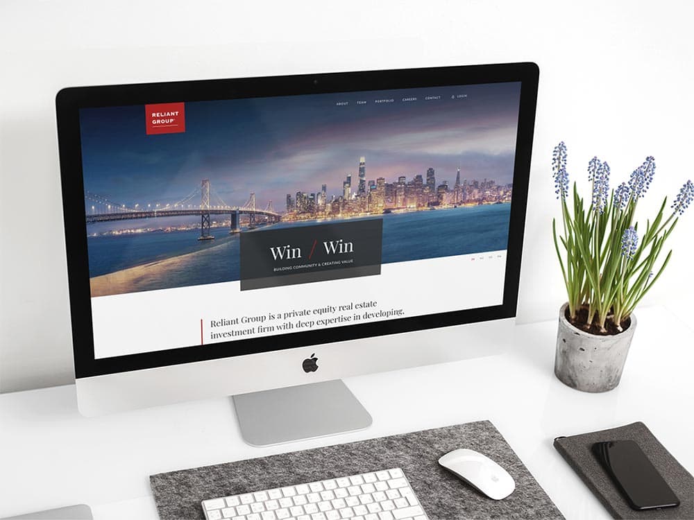 Reliant Group website viewed on an iMac.