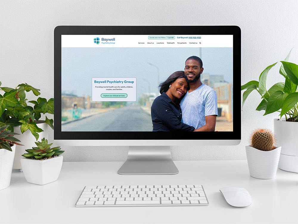 Baywell Psychiatry Group website viewed on an iMac.