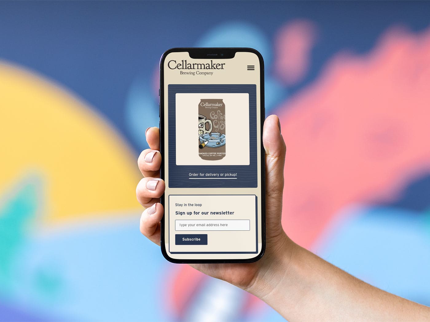 Cellarmaker Brewing Company website viewed on an iPhone.